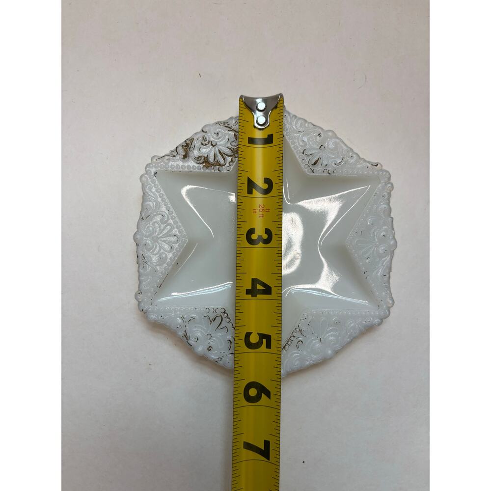 Antique Pressed Milk Glass Trinket Pin Dish 6 Point Star of David 5.5" - Picture 5 of 6